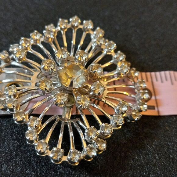 Rhinestone Silver Tone Brooch - Picture 3 of 4